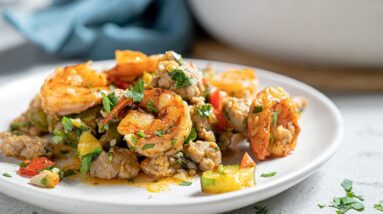 Keto Shrimp and Sausage Skillet Recipe