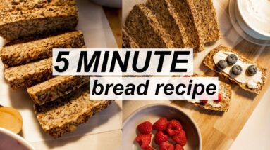 The EASIEST bread you'll ever make! NO-KNEAD!! Beginner recipe! Healthy! (5 min, low calorie, vegan)