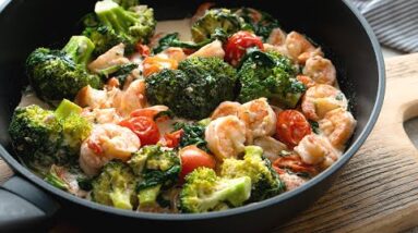 Keto Tuscan Butter Shrimp [with Baby Spinach & Broccoli]