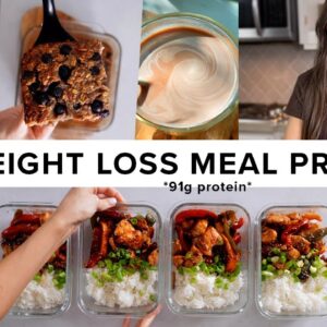 1 hour weight loss meal prep - 91g protein per day + super easy (pt 2)