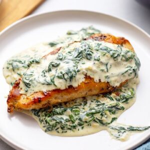 Easy Keto Pan-Fried Chicken [with Creamed Spinach]