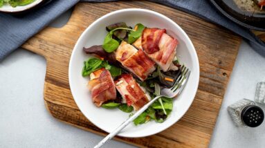 Keto Bacon Wrapped Chicken Cordon Bleu [4 Ingredient Recipe]
