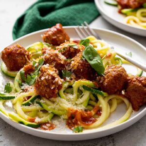 Keto Turkey Meatballs [with Zoodles]